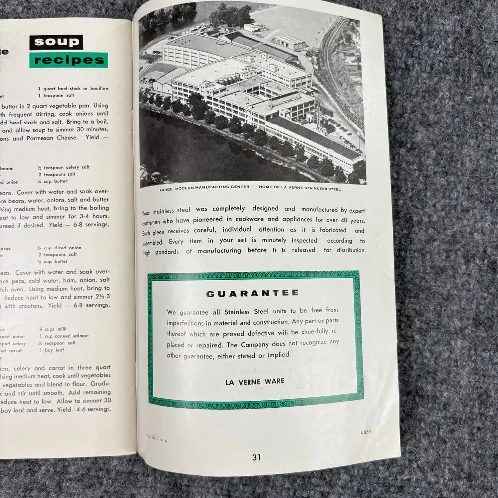 Vintage La Verne Cookbook Recipes Instructions Waterless Cookware‎ 3-Ply Steel